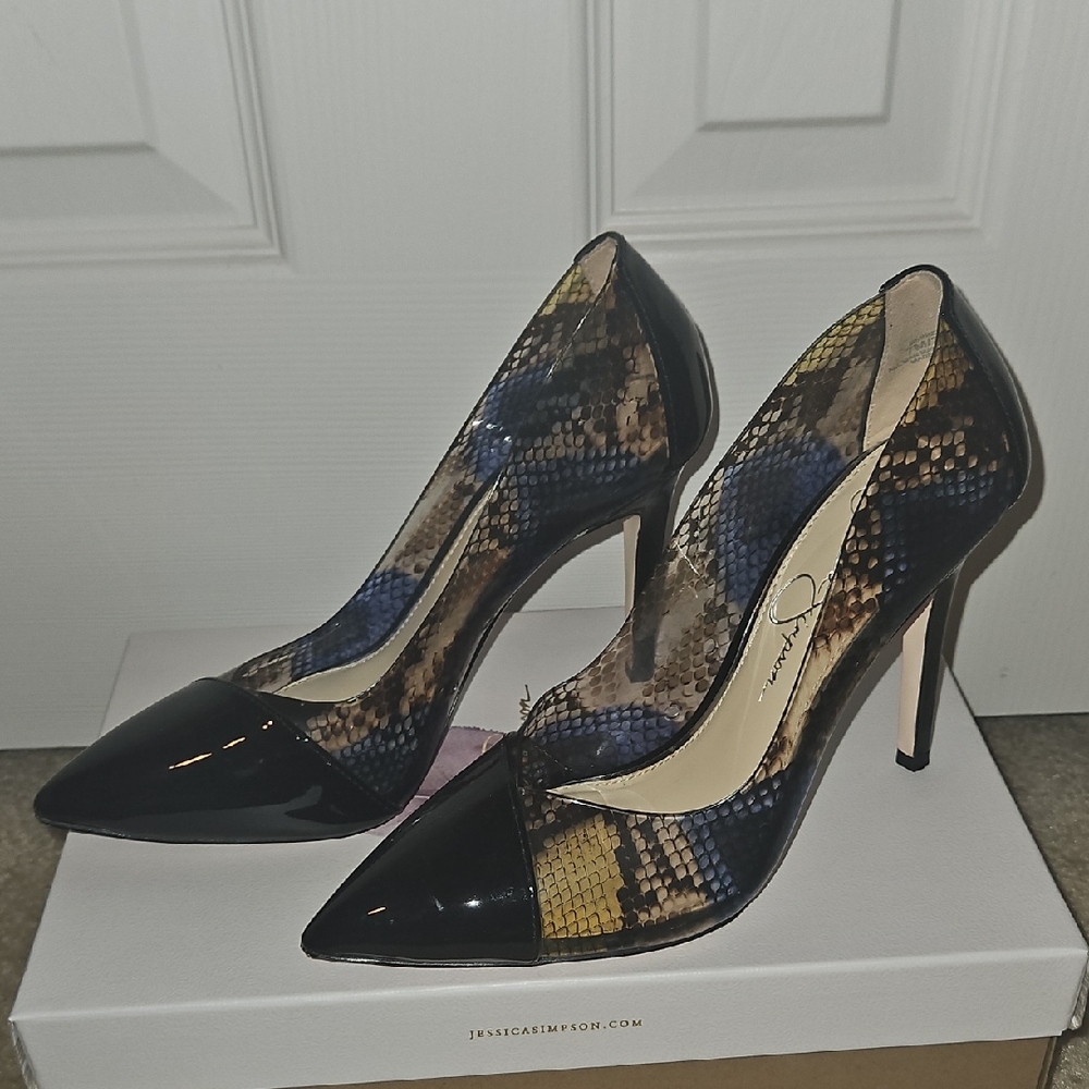 Jessica Simpson Multicolor Snake Print Heels